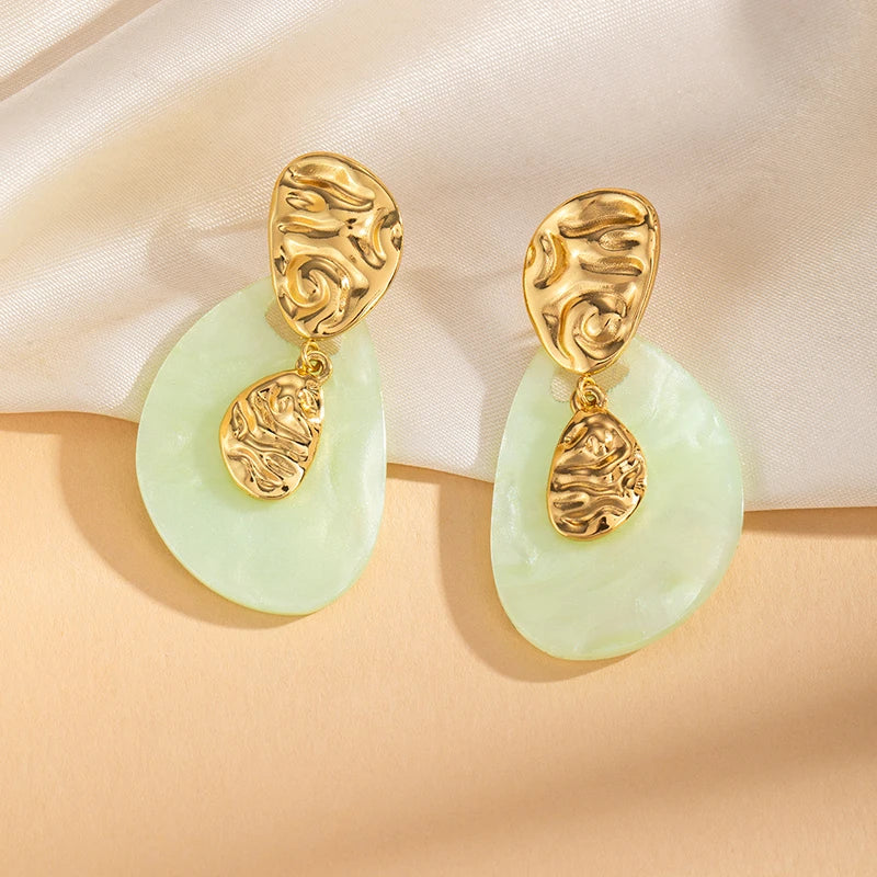 ANENJERY 316L Stainless Steel Irregular Waterdrop Twisted Stud Earrings For Women Temperament Luxury Niche Simple Jewelry Gift