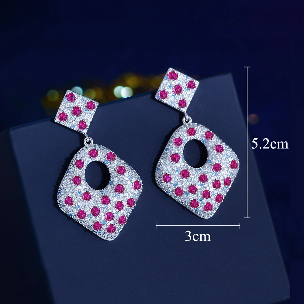 ThreeGraces New Fashion Shiny Cubic Zirconia Long Big Geometric Dangle Earrings for Women Luxury Bridal Party Jewelry E1948