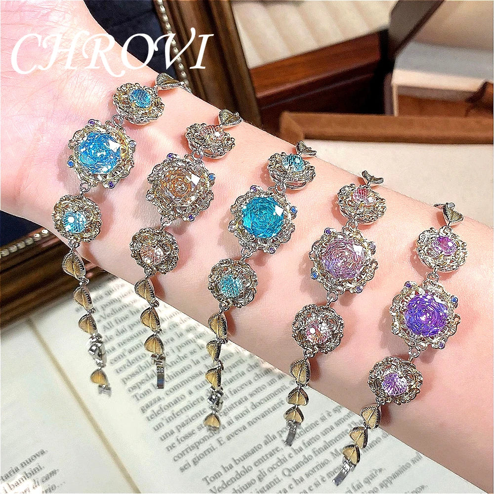 Luxury-Style 925 Sterling Silver Octagonal Millennium Rose Beaded Hand Chain for Women - Fashionable and Versatile Accessory