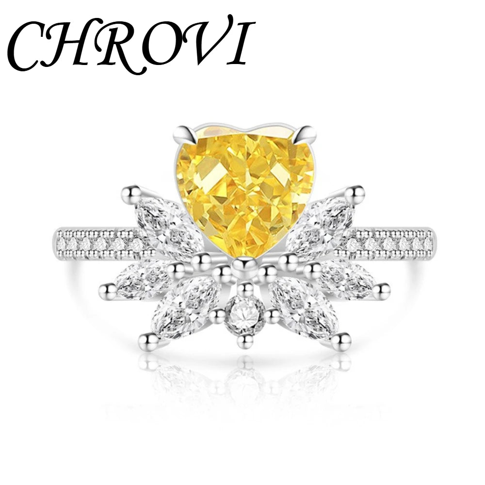 Light luxury 925sterling silver colorful gemstone ice flower ring for women,super sparkly high carbon diamond heart ring jewelry