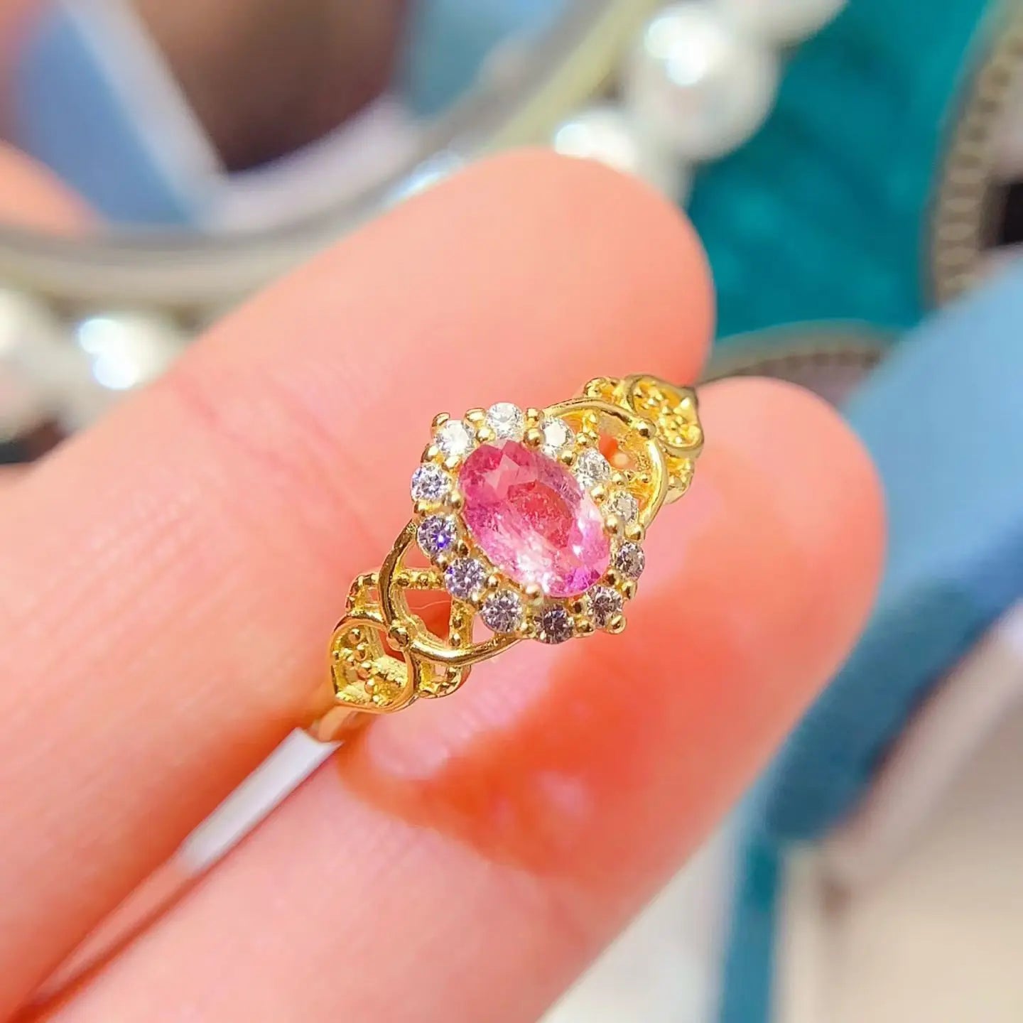 Vintage Design Pink Tourmaline Ring 0.5ct 6mm*4mm Natural Tourmaline Ring with Certificate 925 Silver Jewelry
