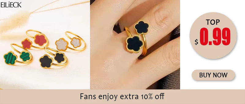 EILIECK 316L Stainless Steel Heart Love Adjustable Ring For Women Girl Fashion Finger Ring Waterproof Chic Jewelry Party Gift