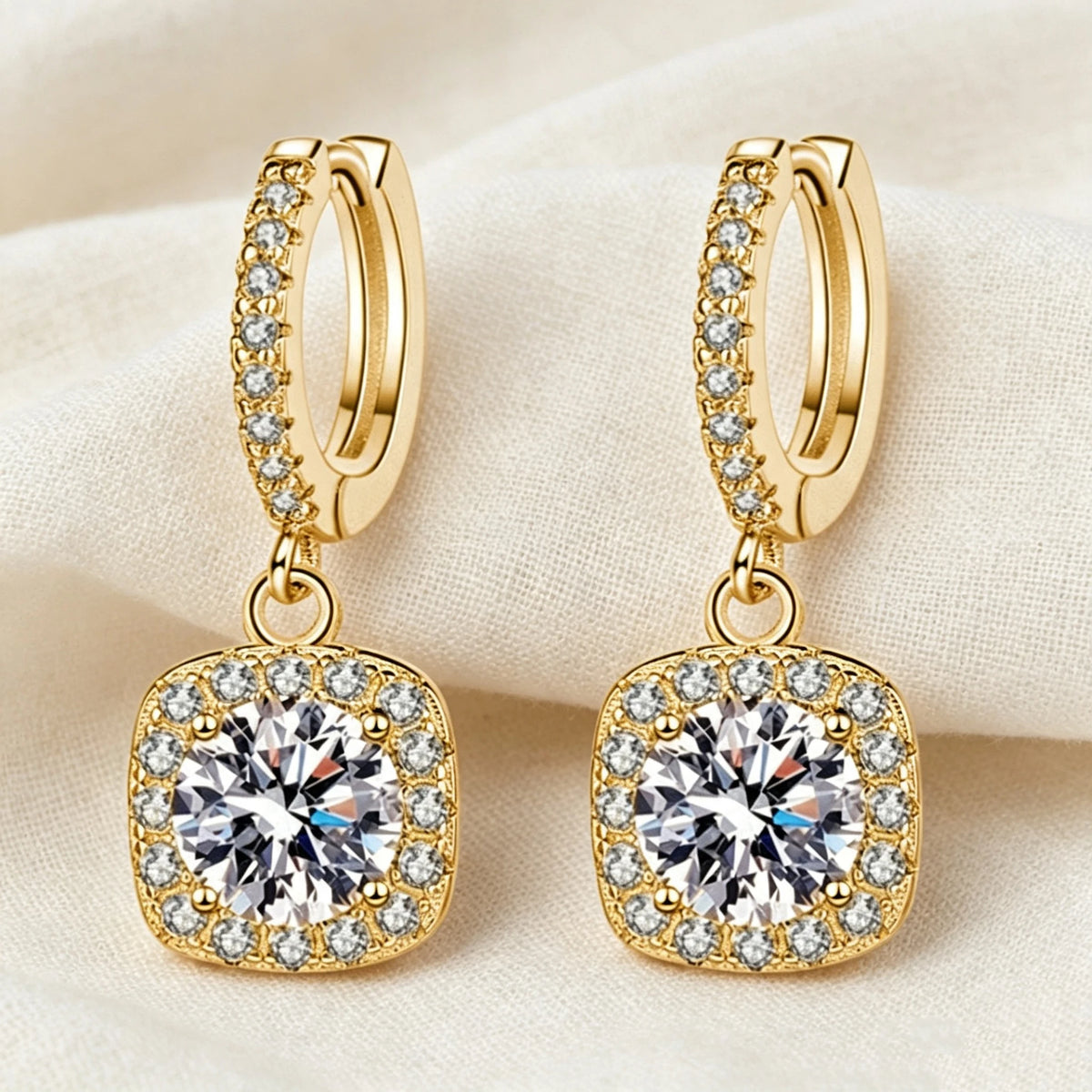 Fashion Luxury Charm Female Small Bag Full White Zircon Stone Drop Dangle Earrings Unique Silver Gold Color Jewelry For Women