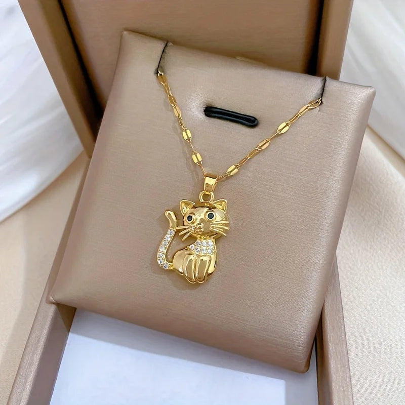 Classic Cat Charm Necklace For Womens New Clavicle Chain Party Animal Themed Jewelry Gifts
