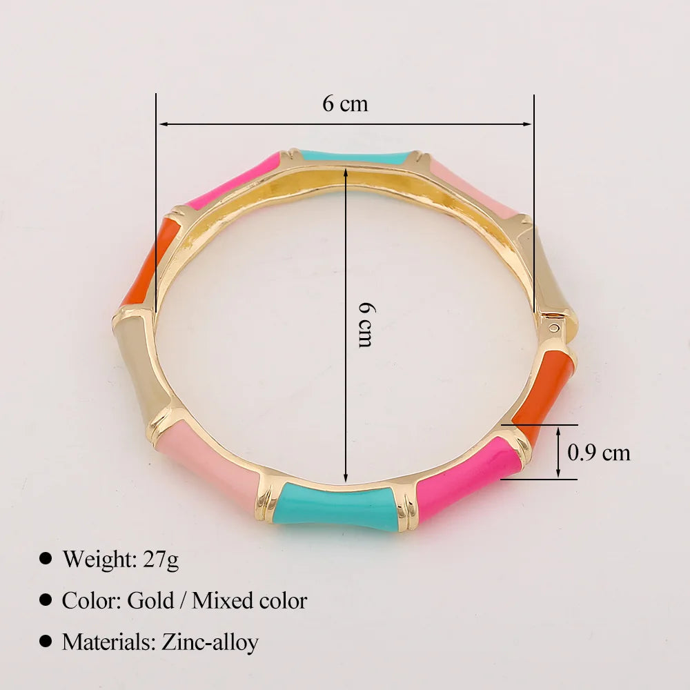 KMVEXO Elegant Charm Pink Zinc Alloy Enamel Bangles Geometric Irregular Wide Cuff Spring Bangle Bracelets For Women Jewelry