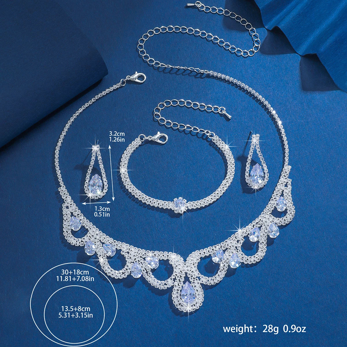 Vintage Palace Elegant Style Necklace, Earrings, Bracelet, 3-Piece Set, Bridal Style, Temperament Accessories