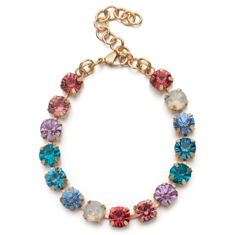 New Design Hot Deal Crystal Charms Bracelets For Women Claw Drill Set Colorful Crystal Bracelets Lobster Clasp  Link Chain