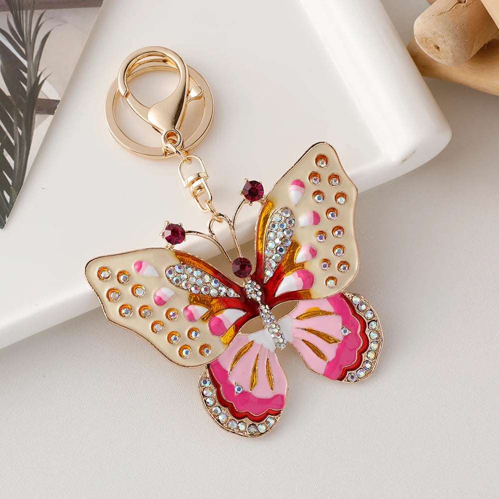 EASYA 2024 New Butterfly Keychain Collection Rhinestone Crystal Inlaid Car Pendant Handicrafts