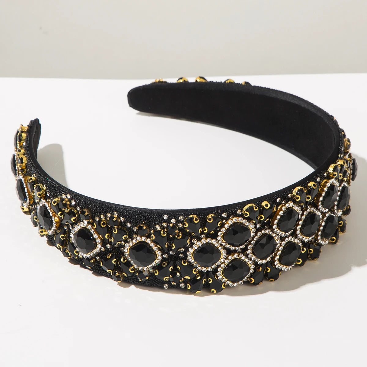 Retro New Headband Creative Baroque Full Diamond Shining Headband Light Luxury Style Wide Edge Hair Accessories