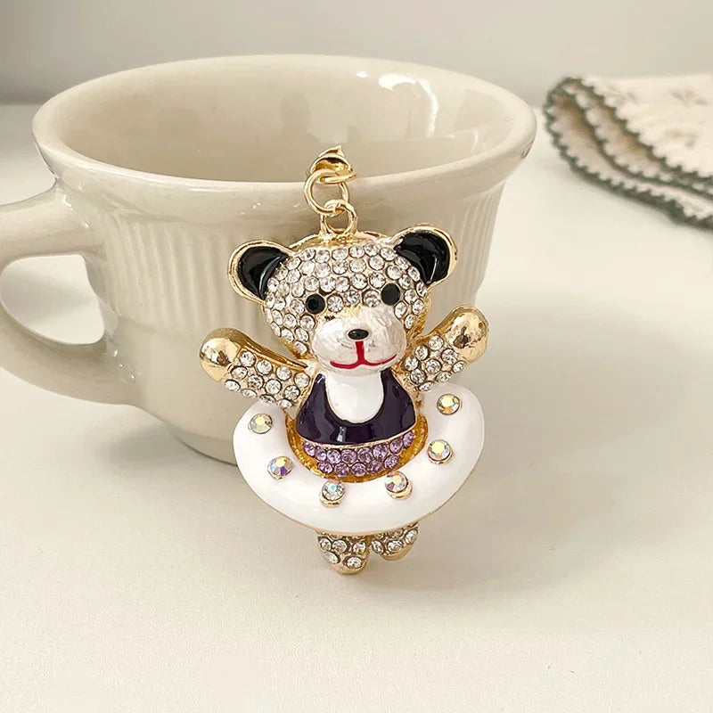 Colorful Bear Series Keychain Dazzling Colors Love Bow Bears Pendant Accompanying Gift Wedding Souvenir