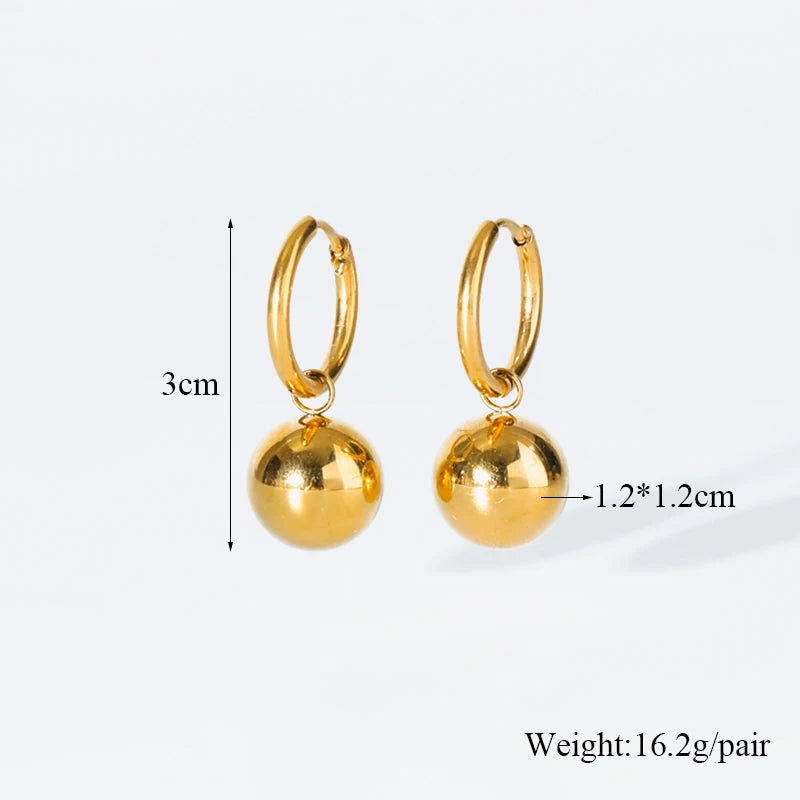 EILIECK New Fashion Stainless Steel Metal Bead Ball Necklace Bracelet Earrings For Women Trendy Waterproof Jewelry Set Gift