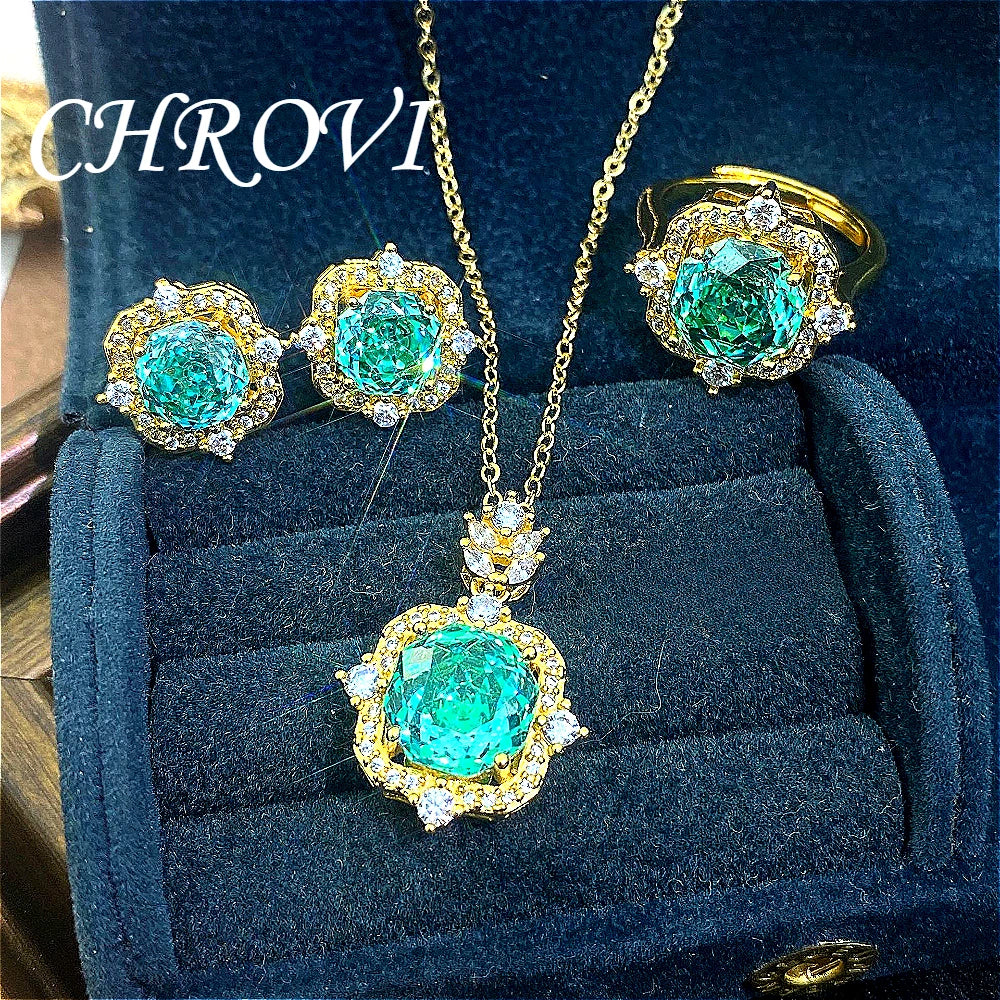New 925 pure silver millennium rose gold necklace pendant stud earrings and colorful ring set