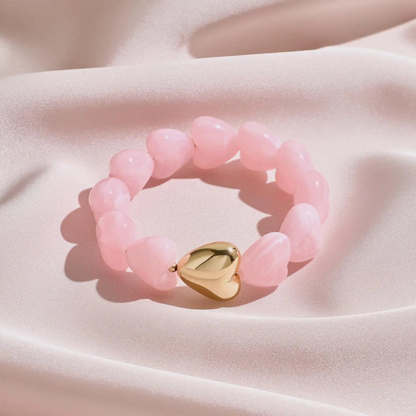 Colorful Stainless Steel Heart Handmade Bracelet for Women Bohemia Style Resin Beads Statement Waterproof Jewelry Gifts