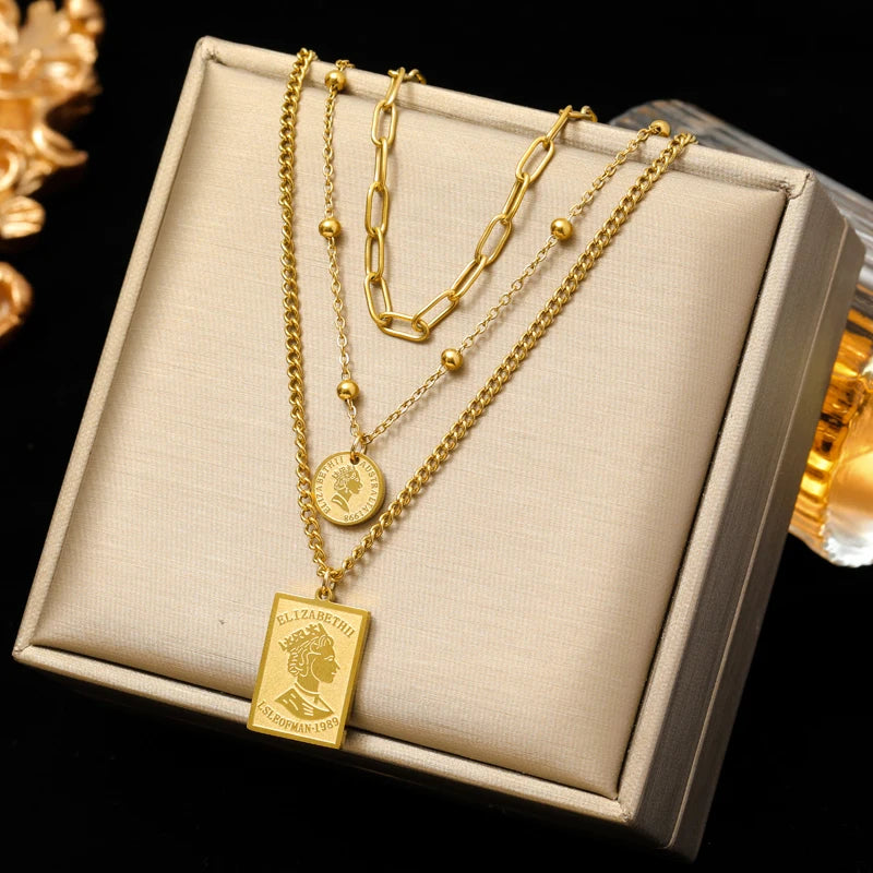 EILIECK 316L Stainless Steel Exaggerated Acrylic Link Thick Chain Necklace For Women Girl Fashion Leaves Neck Chain Jewelry Gift