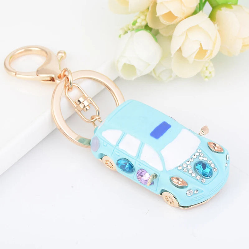 New Fashion Car Motorcycle Rhinestone Crystal Keychain Metal Alloy Key Chains Holder Handbag Car Keyrings Keychains For Women Me