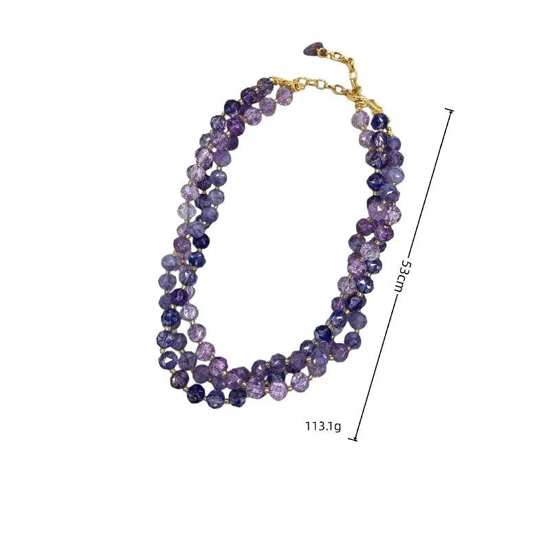 Multi Layer Natural Amethyst Beaded Necklaces Women Vintage Purple Crystal Chokers Elegant Jewelry Wedding Party Accessories