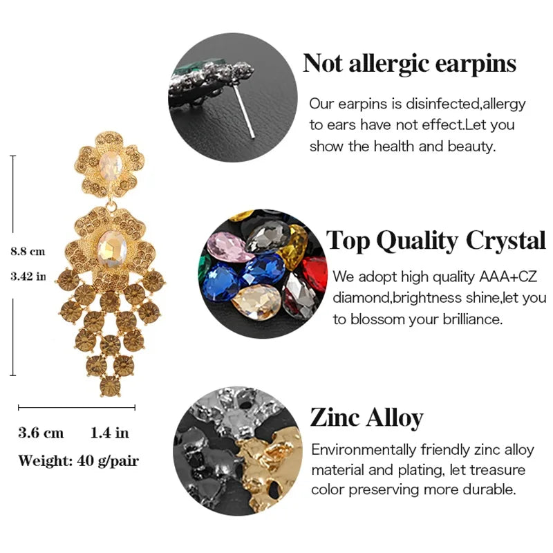 VEYO Hyperbole Flower Crystal Earrings Luxury Rhinestone Bridal wedding Dangle Earrings for Women Fashion Jewelry New