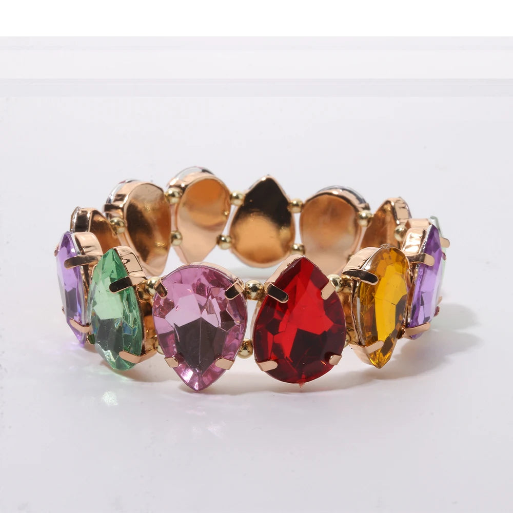 BEUTIFOR Crystal Peach Love Bracelets For Women Handmade Colorful Peach Heart Bangle