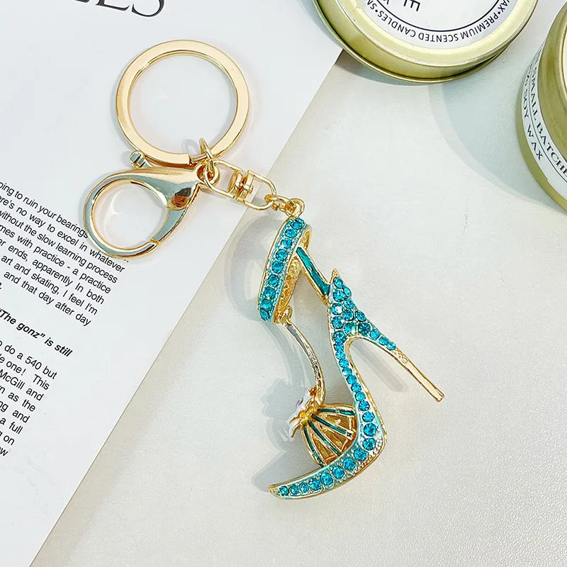Crystal Delicate Bow Pearl Ballerina Girl Key Chain Pendant Rhinestone Women Handbag Car Key Chains Beautiful Girls Bag Pendant