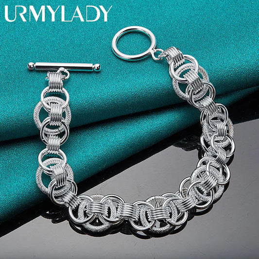URMYLADY 925 Sterling Silver Charm Chain Screw Bracelet For Women Man Engagement Party Fashion Jewelry Gifts