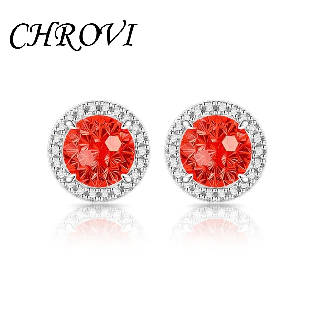 Exquisite 925 sterling silver gemstone-cut princess round earrings with ultra-shiny high-carat diamonds.