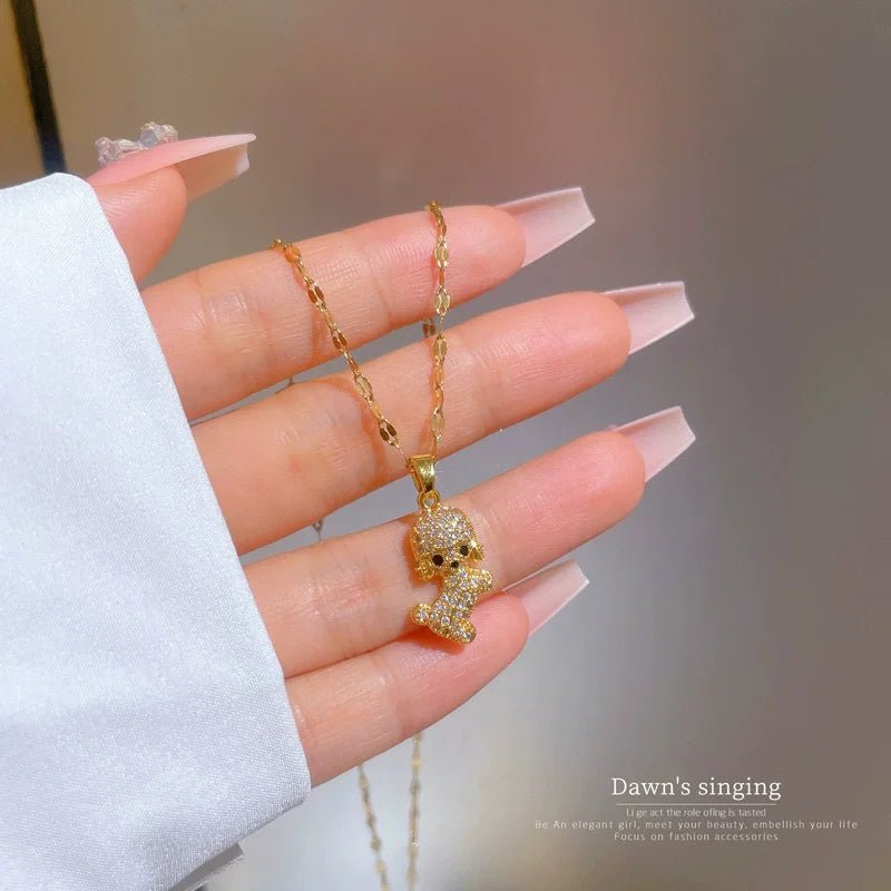EILIECK Stainless Steel Exquisite Butterfly Zirconia Pendant Necklace For Women Fashion 18K Gold PVD Plated Daily Jewelry Gift