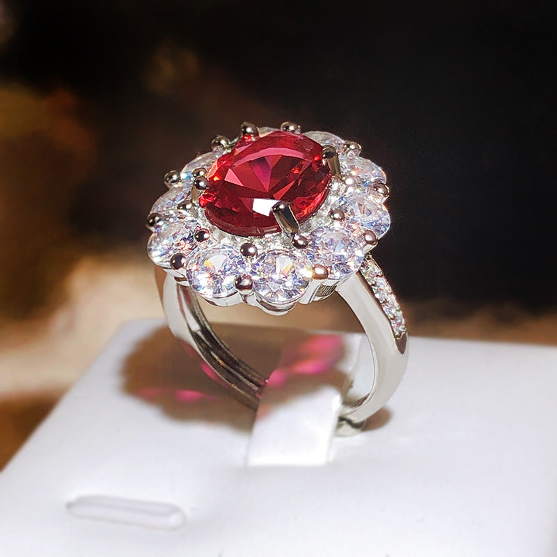 925 Silver Delicate Silver Color CZ Oval High Carbon Simulation Diamond Rings For Women Wedding Party Jewelry