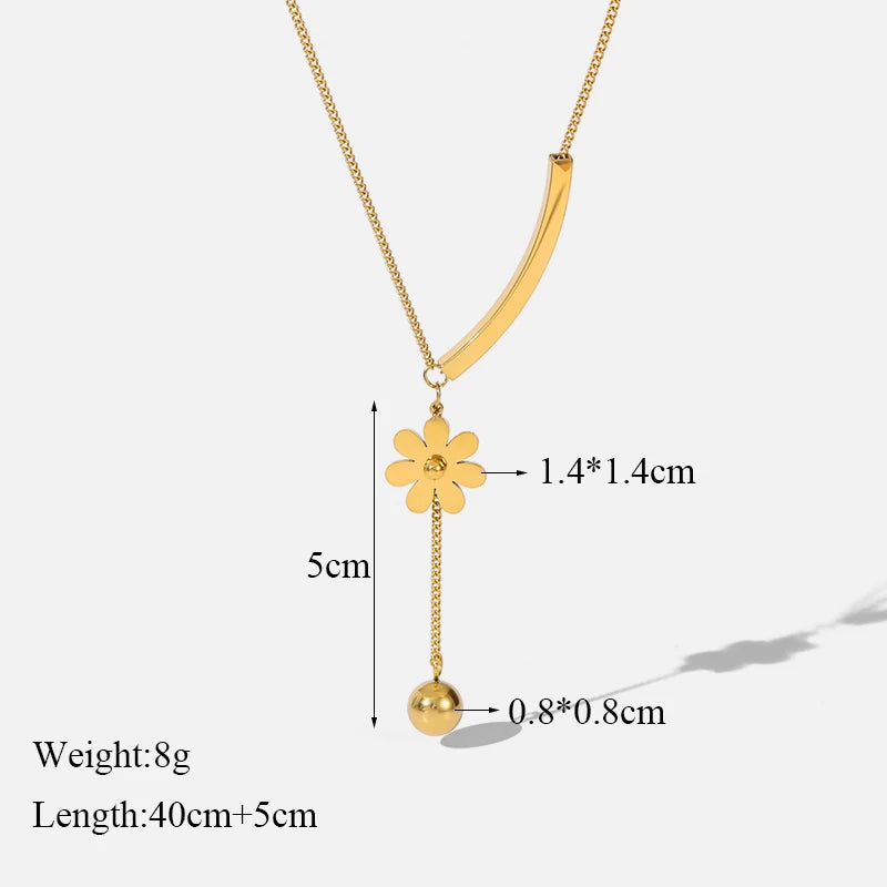 EILIECK Women's Heart Long Pendant Y-shaped Necklace 18K Gold-plated Stainless Steel Neck Chain Daily Water-resistant Jewelry