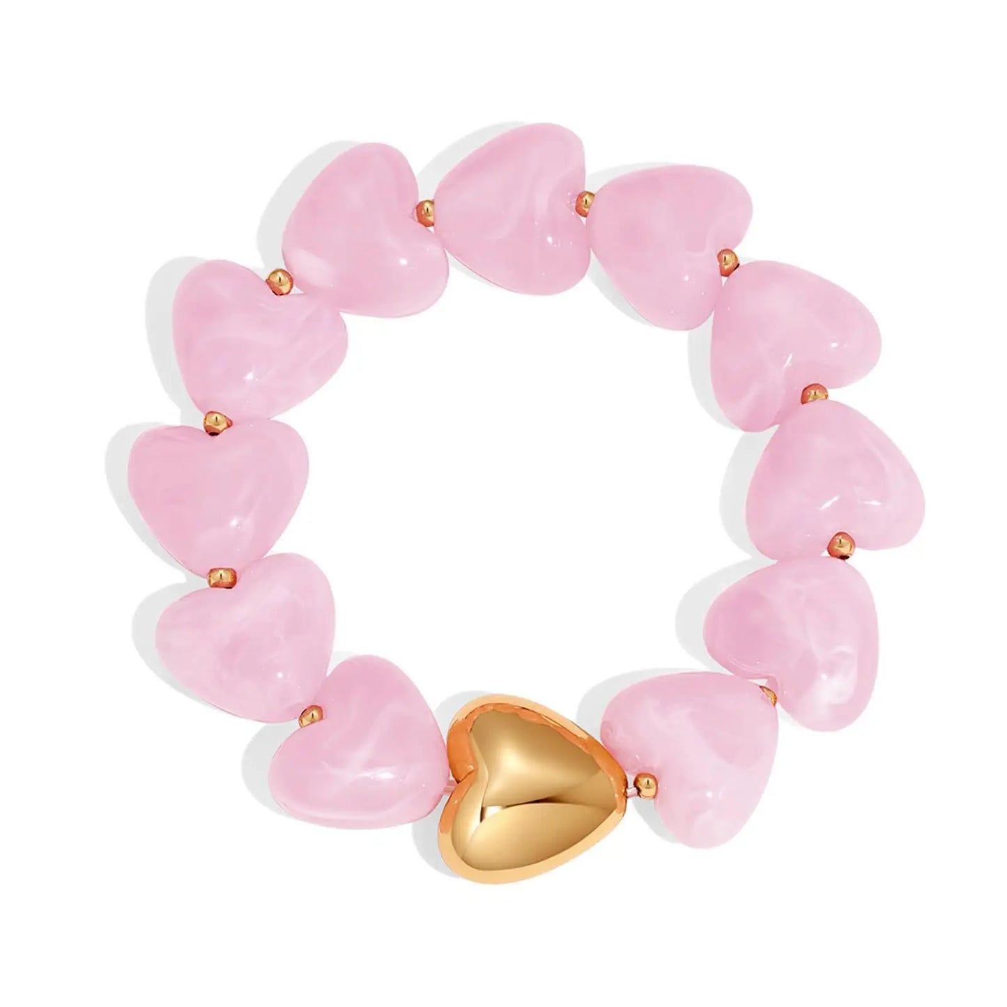 Multicolour Resin Heart Handmade Bracelet for Women Bohemia Style Stainless Steel Beads Statement Waterproof Jewelry Gifts