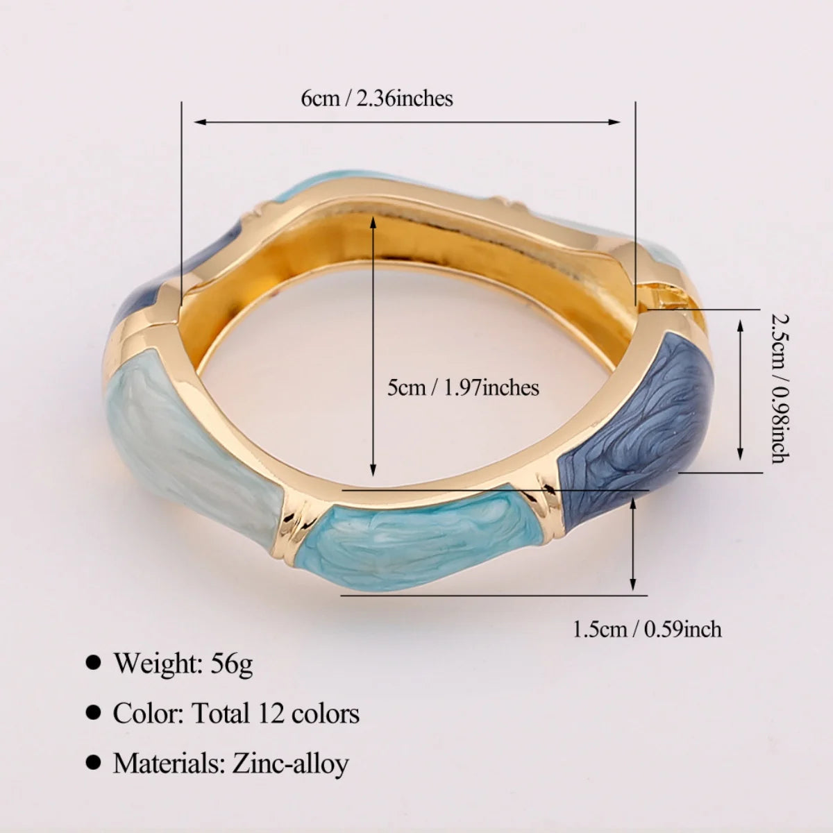 KMVEXO Exaggeration Blue Enamel Geometric Irregular Metal Bangle for Women Girl Summer Beach Vacations Bracelet 2026 NEW