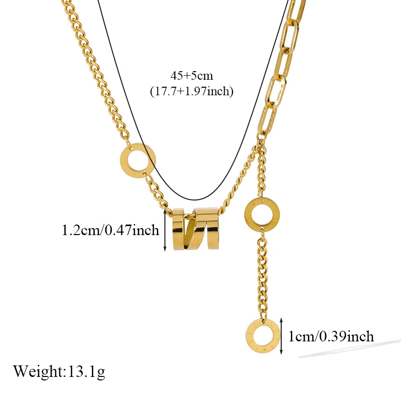 EILIECK 316L Stainless Steel Gold Color Portrait Coin Pendant Necklace For Women Fashion New Gift OT Buckle Neck Chain Jewelry