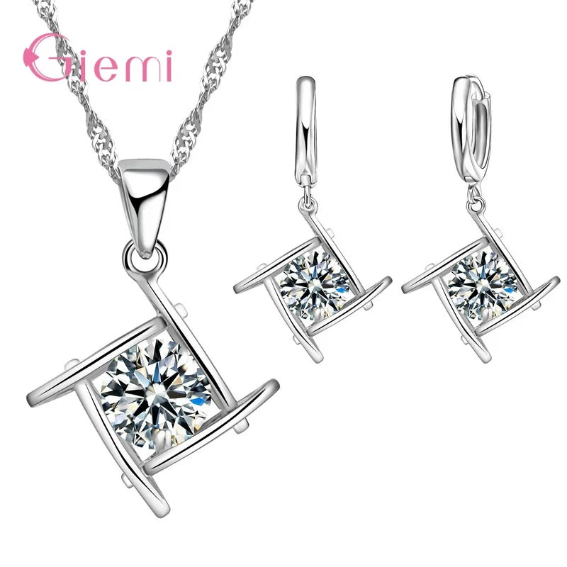 925 Silver Needle Jewelry Sets for Women Girls 34 Models Option Austrian Crystal Rhinestone Pearl Pendant Necklace Earrings