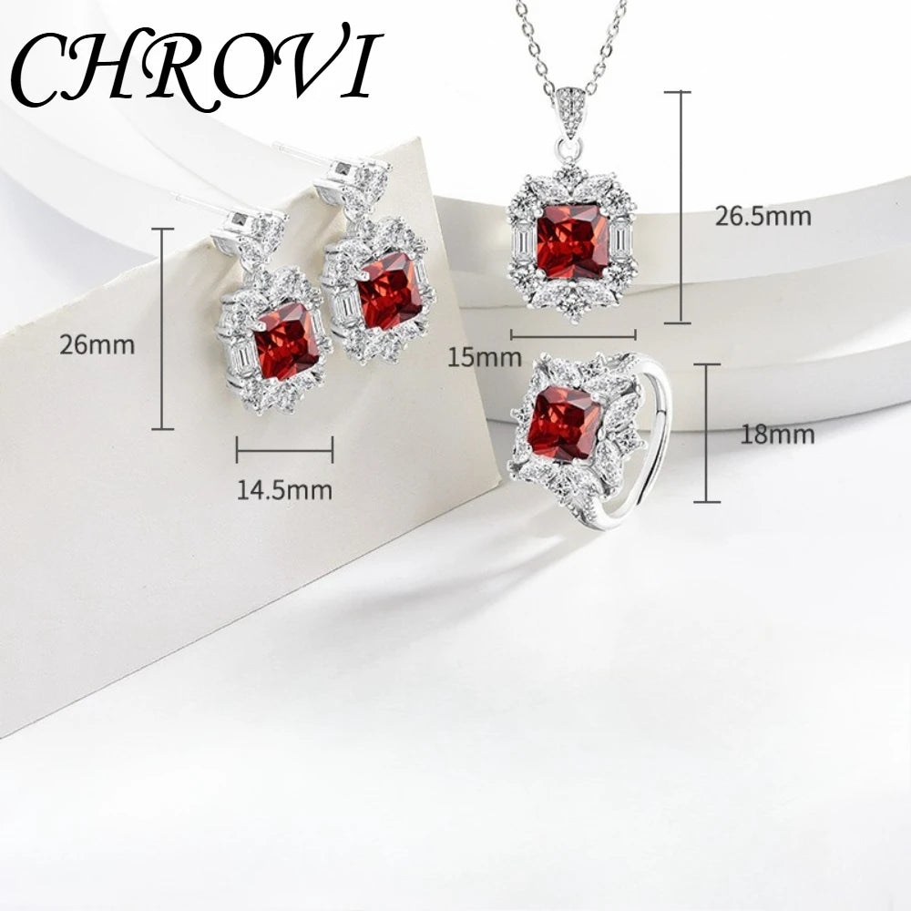 Fashion 925sterling silver jewelry set gemstone ring, ear studs, necklace, women's earrings, pendant, bracelet, hand accessory