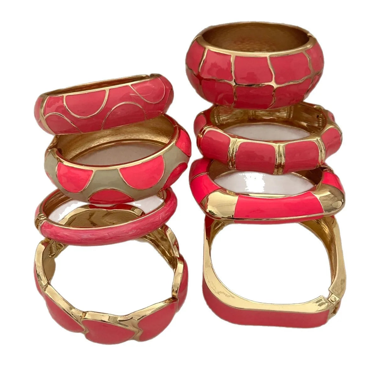 KMVEXO Dopamine Color Blocked Bangles Creative Design Fashionable Temperament Drip Oil Imitate Enamel Bracelet Women Jewelry