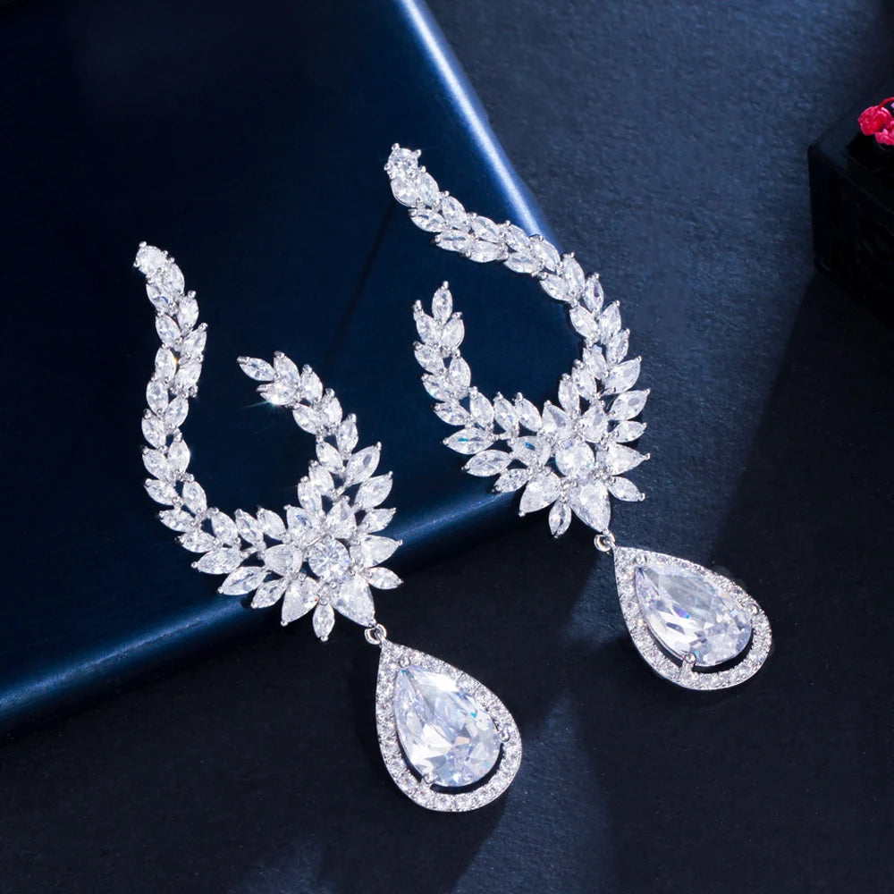 ThreeGraces Glittering Cubic Zirconia Long Dangle Bridal Engagement Earrings for Women Party Dress Jewelry Accessories E1123