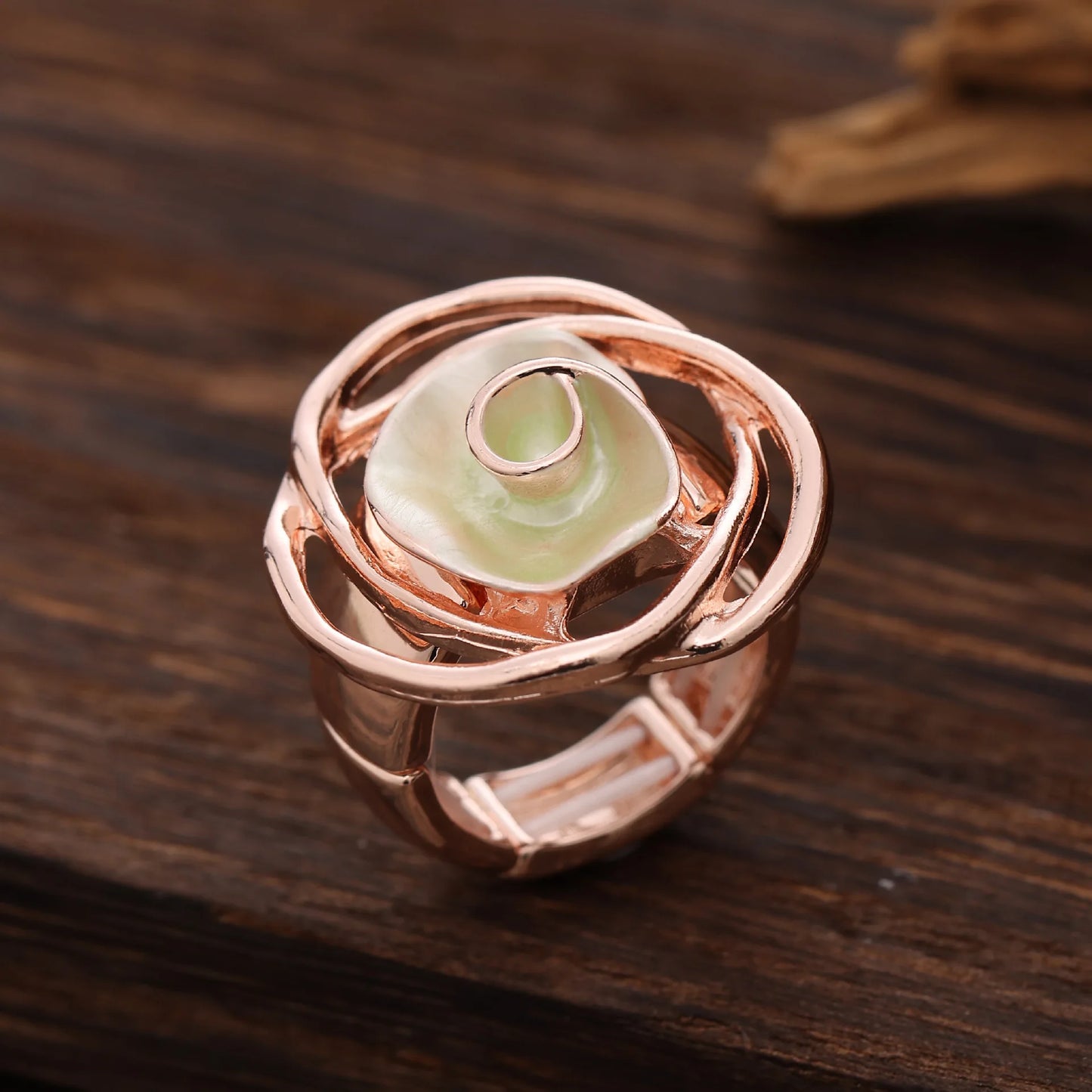 explosion Color oil rose flower elastic ring Fashion high sense Women's versatile rose ring