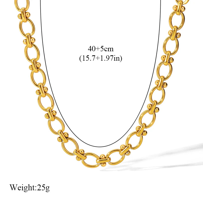 EILIECK 316L Stainless Steel 18K Gold Plated Metal Cuban Chain Statement Necklace Fashion Women Waterproof Neck Chain Jewelry