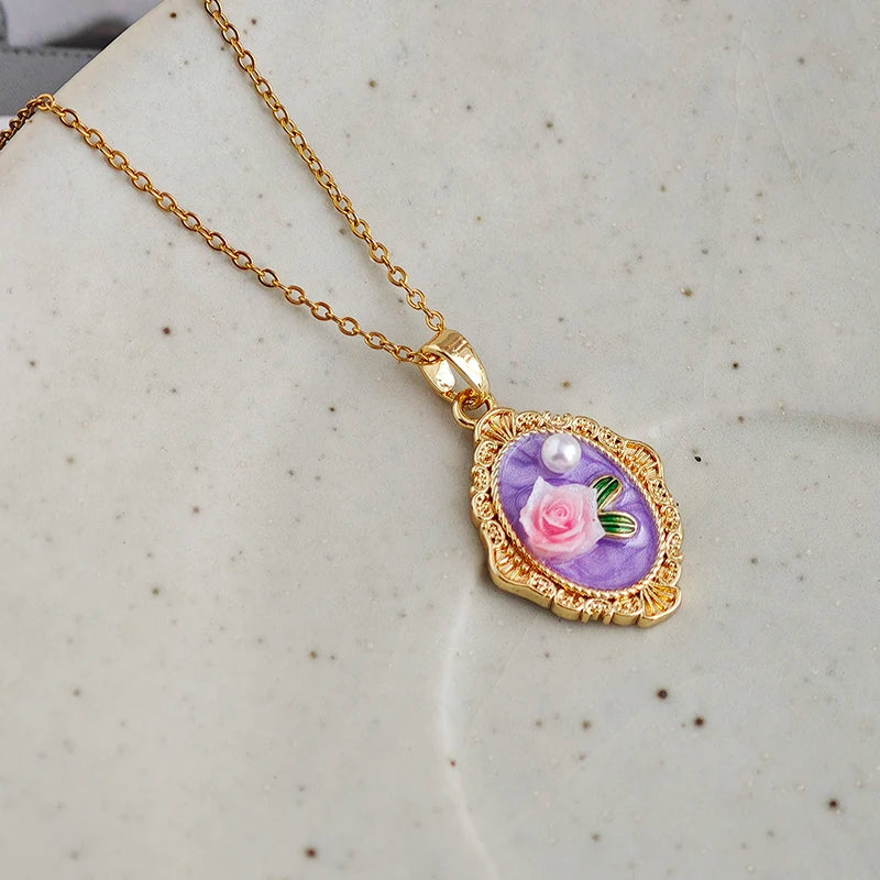 ANENJERY 316L Stainless Steel Irregular Pendant Flower Butterfly Heart Necklace For Women Romantic Niche Jewelry Gifts Wholesale