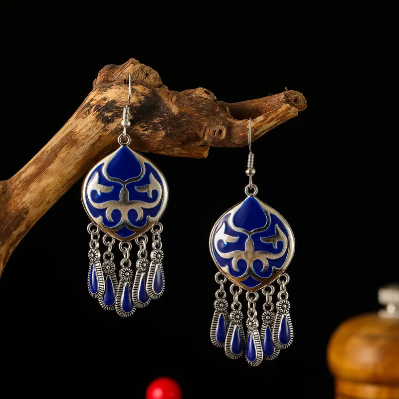 New Ethnic Fire Totem Earrings for Women Creative Design Short Style Enamel Vintage Water Drop Earrings Party Daily Jewelry