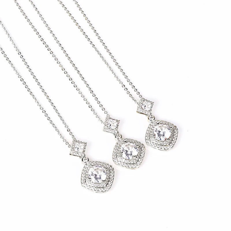 OXTAO Exquisite Moissanite Pendant Necklaces 6.5mm  D VVS1 for Women Elegant Geometric Motif Necklace Jewelry 14K Gold Filled