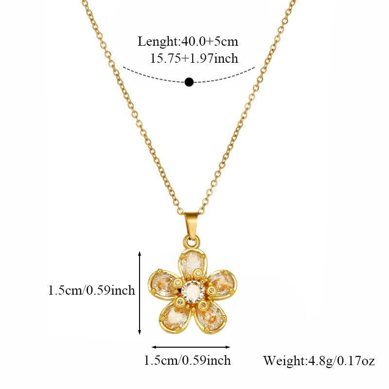 EILIECK Stainless Steel Exquisite Butterfly Zirconia Pendant Necklace For Women Fashion 18K Gold PVD Plated Daily Jewelry Gift