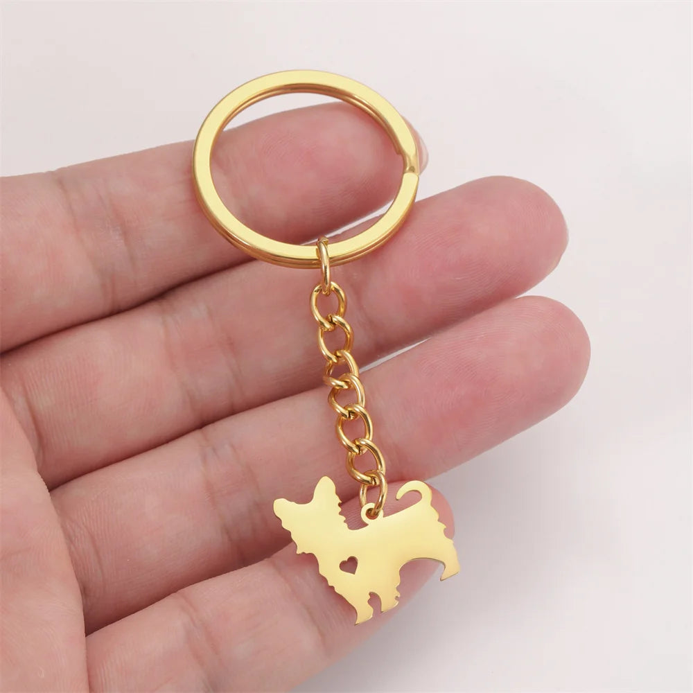 Cute Dog Samoye Keychain for Women Men Stainless Steel Dachshund Puppy Animal Lovers Key Ring for Car Backpack  Jewelry Gifts