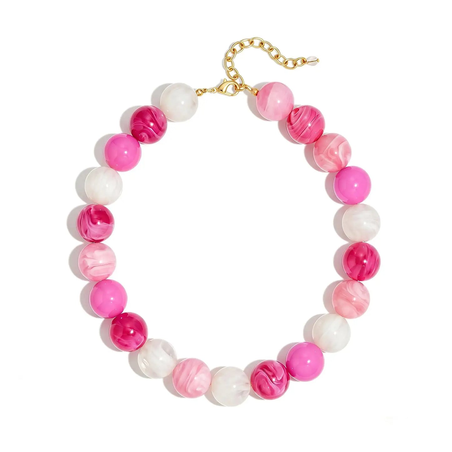 Double Color Round Beads Resin Necklace for Women Bohemian Style Waterproof Statement Choker Collar Necklaces Fashion Jewelry