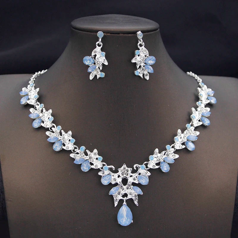 Butterfly Collar Opal Pink Bridal Jewelry Sets for Women Choker Necklace Earring Set Wedding Bride Jewelry Sets 3 Pcs Gifts