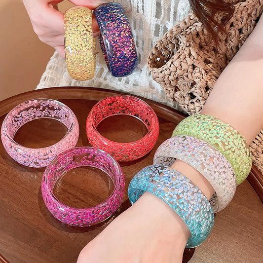 2026 Trendy Dopamine Colored Resin Round Bracelet For Fashion Summer Women Charm Personalized Retro Jewelry Accessories