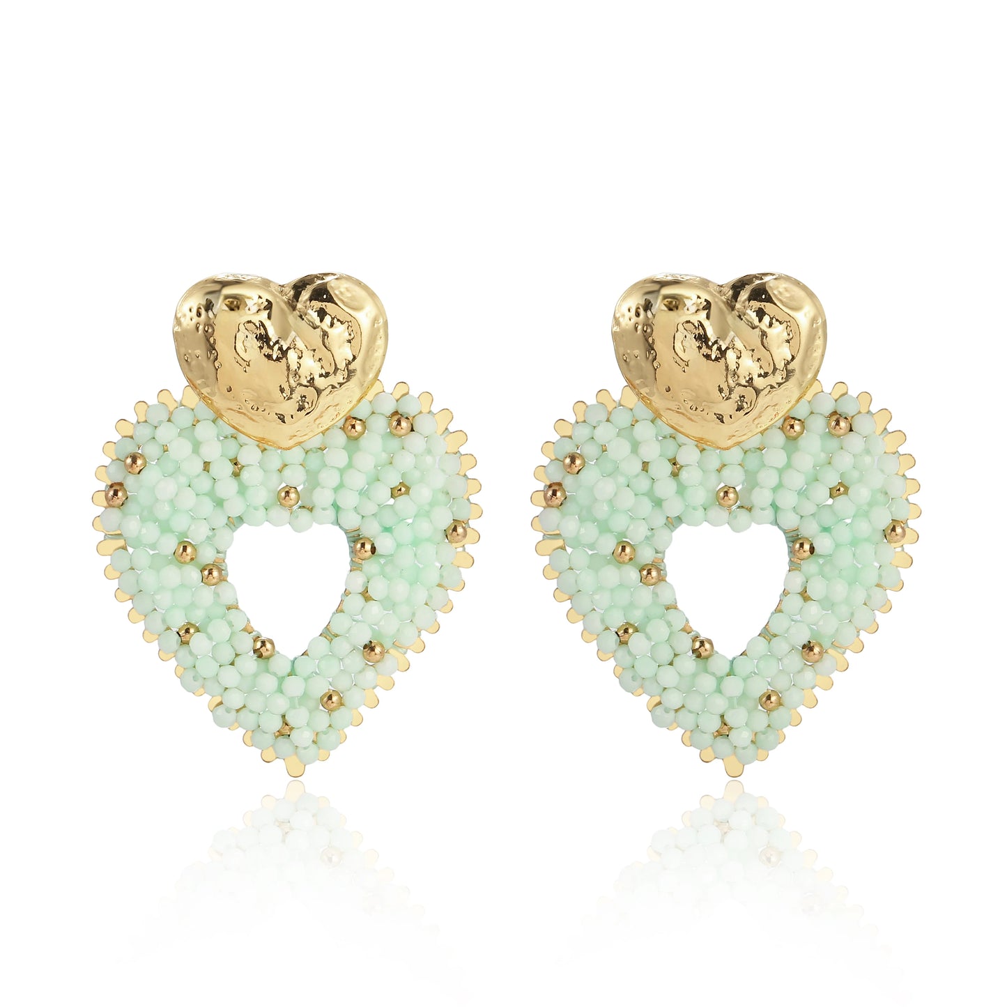 Badu Big Heart Shape Drop Earrings Handmade Crystal Beads Earrings for Women Boho Fashion Jewelry Gifts