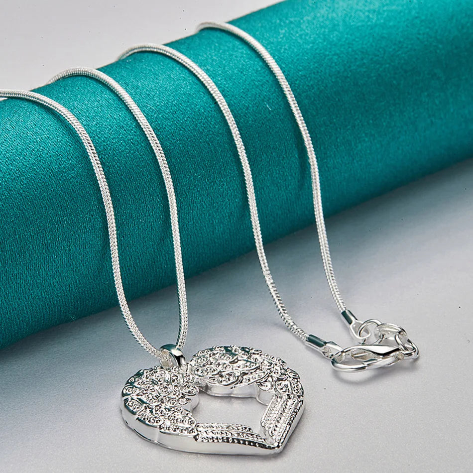 URMYLADY 925 Sterling Silver Love Heart 16-30 Inch Pendant Necklace For Women Wedding Party Charm Jewelry