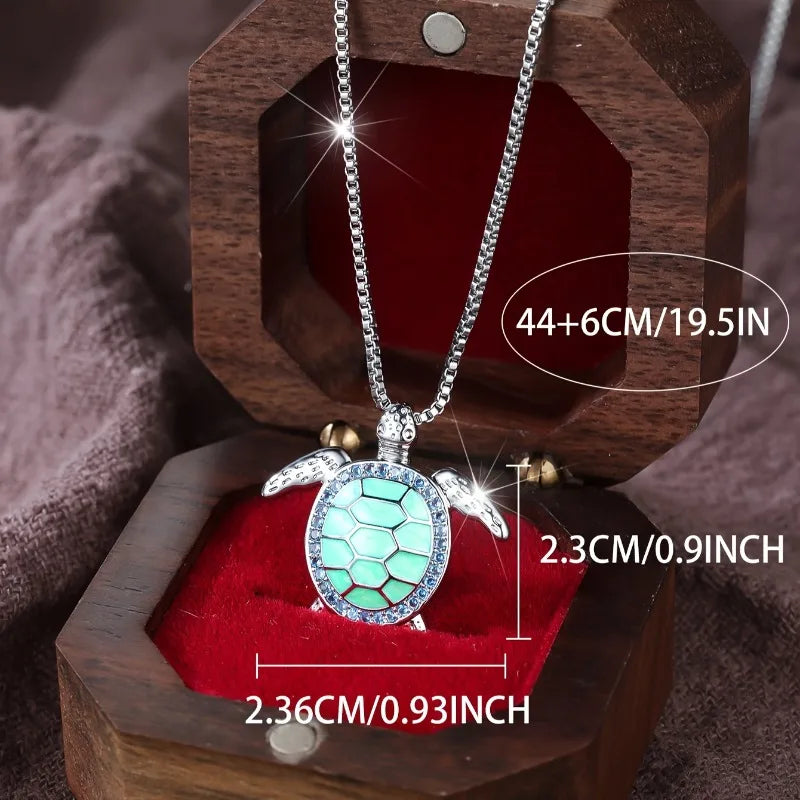 1pc Elegant Turtle Silver Color Chain Pendant Necklace for Women Exquisite Marine Life Bohemian Style Summer Beach Jewelry Gift
