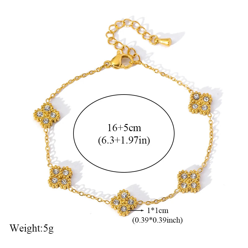 EILIECK 316L Stainless Steel White Zirconia Flower Petal Necklace Bracelet Earrings Set For Women New Trendy Jewelry Party Gift