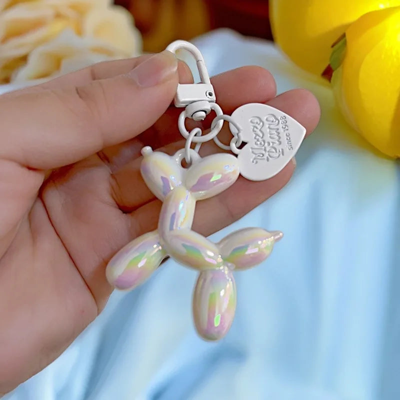 DIY Candy Color Sweet Resin Balloon Dog Keychain For Women Girls Animal Shaped Phone Chain Key Buckle Accessories Bag Pendant